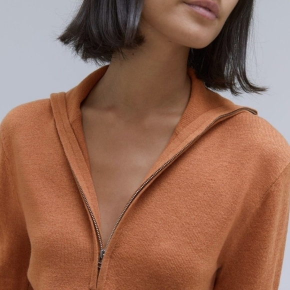 Everlane the luxe merino half zip sweater tawny brown XS NWT - Picture 4 of 9